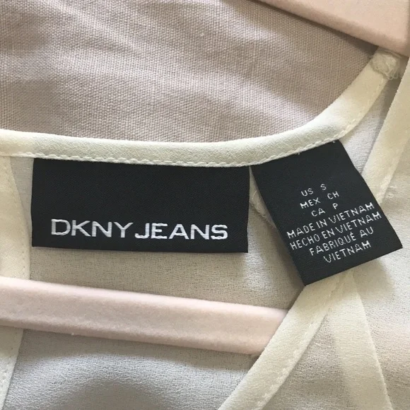 DKNY JEANS beaded/studs front white/cream blouse, size S. - Picture 4 of 4